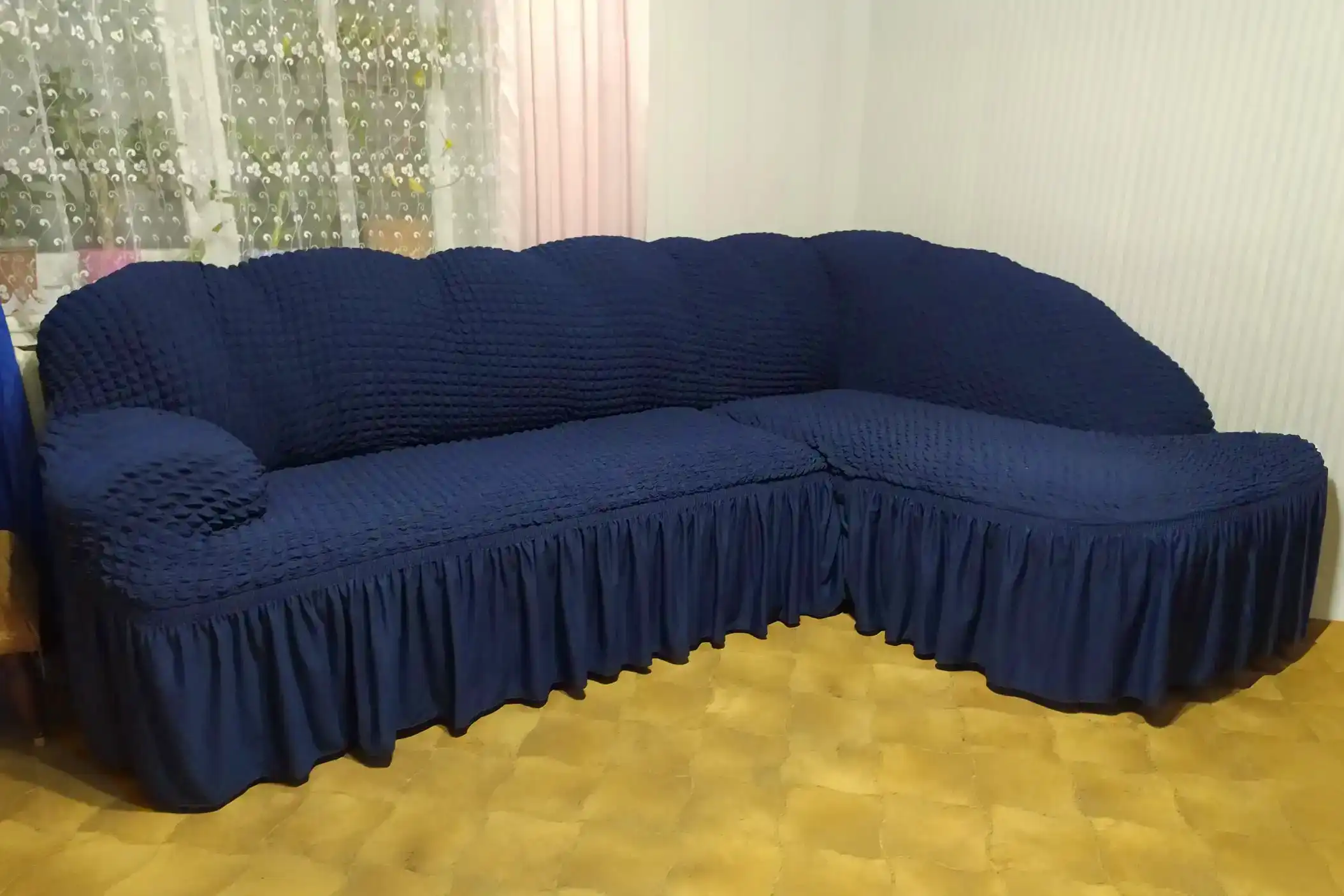 Синій колір кутовий диван і крісло